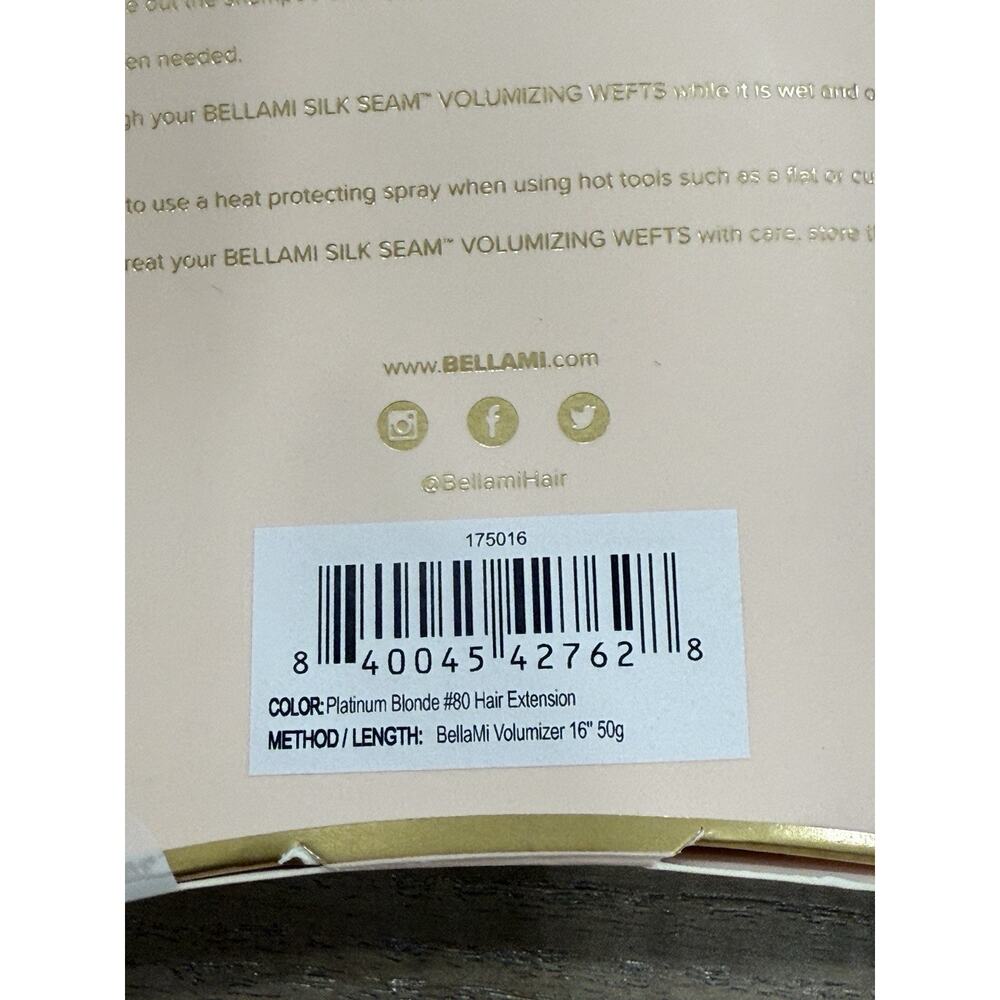 BELLAMI Silk Seam Volumizer Weft 16" Individual 4-Clip Weft 50g Platinum Blonde - Picture 4 of 8